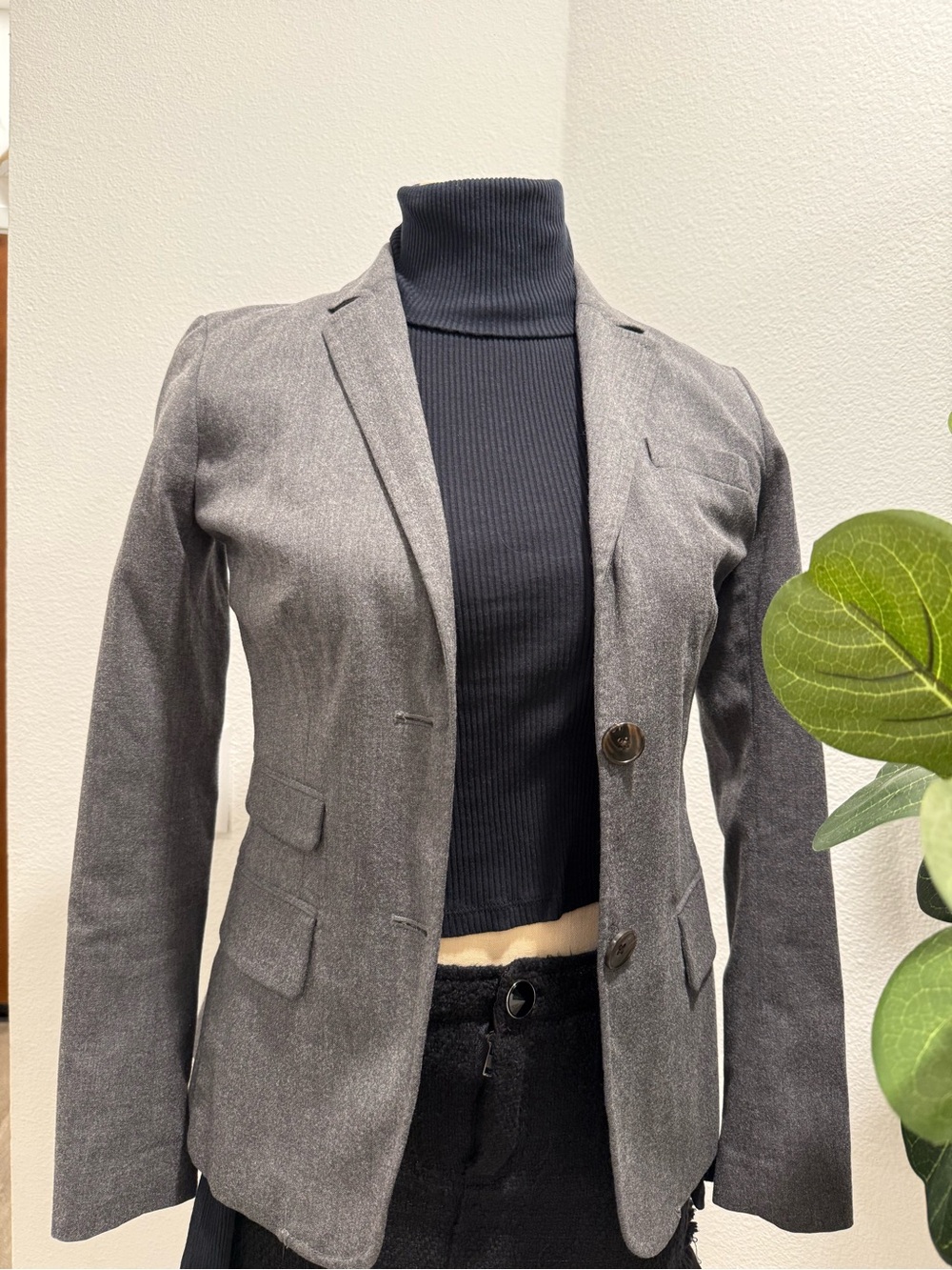 GAP Women's Gray Tailored Blazer - Single-Breasted Work Jacket